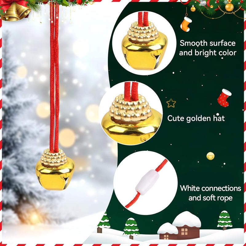 LIGHOON 24 PCS Christmas Jingle Bell, Necklace Bells with Rope for Christmas Holiday Party Decoration Supplies (Red, Green, Silver, Gold) - Image 5